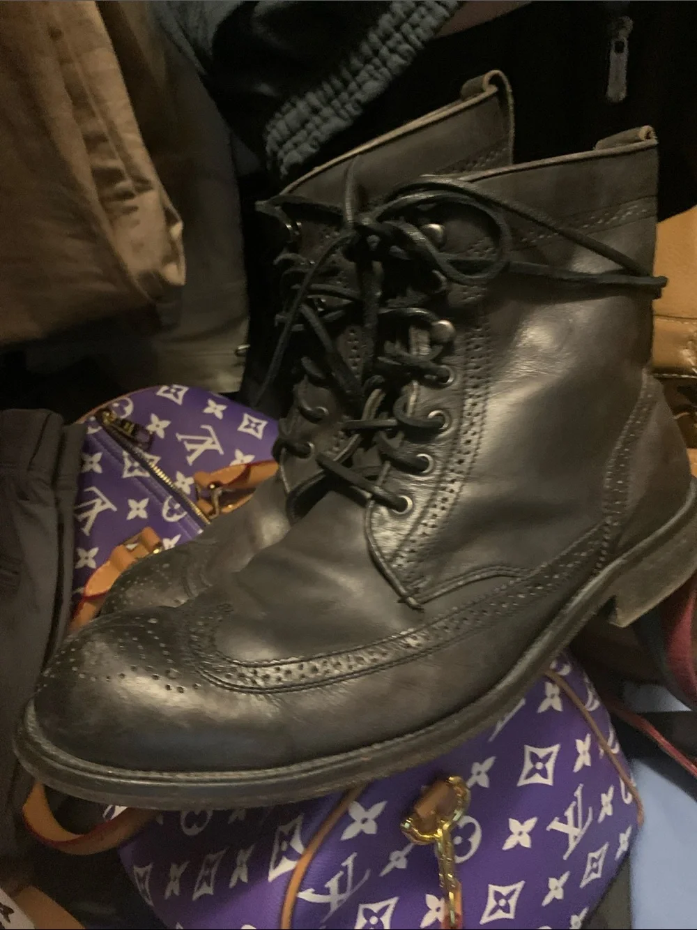 John Varvatos Black / Brown Leather Boots